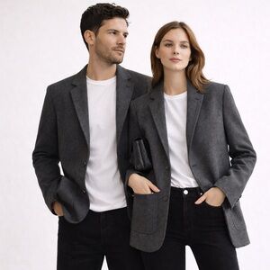 Pierre Cardin Gray l Wool Blend unisex Blazer Single-Breasted Size S/M